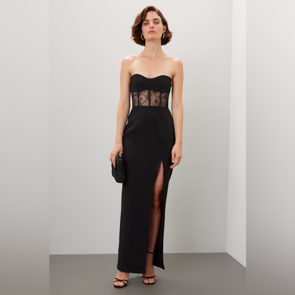 elle zeitoune BLACK XS STRAPLESS LACE DRESS PHILIPP PLEIN COPY